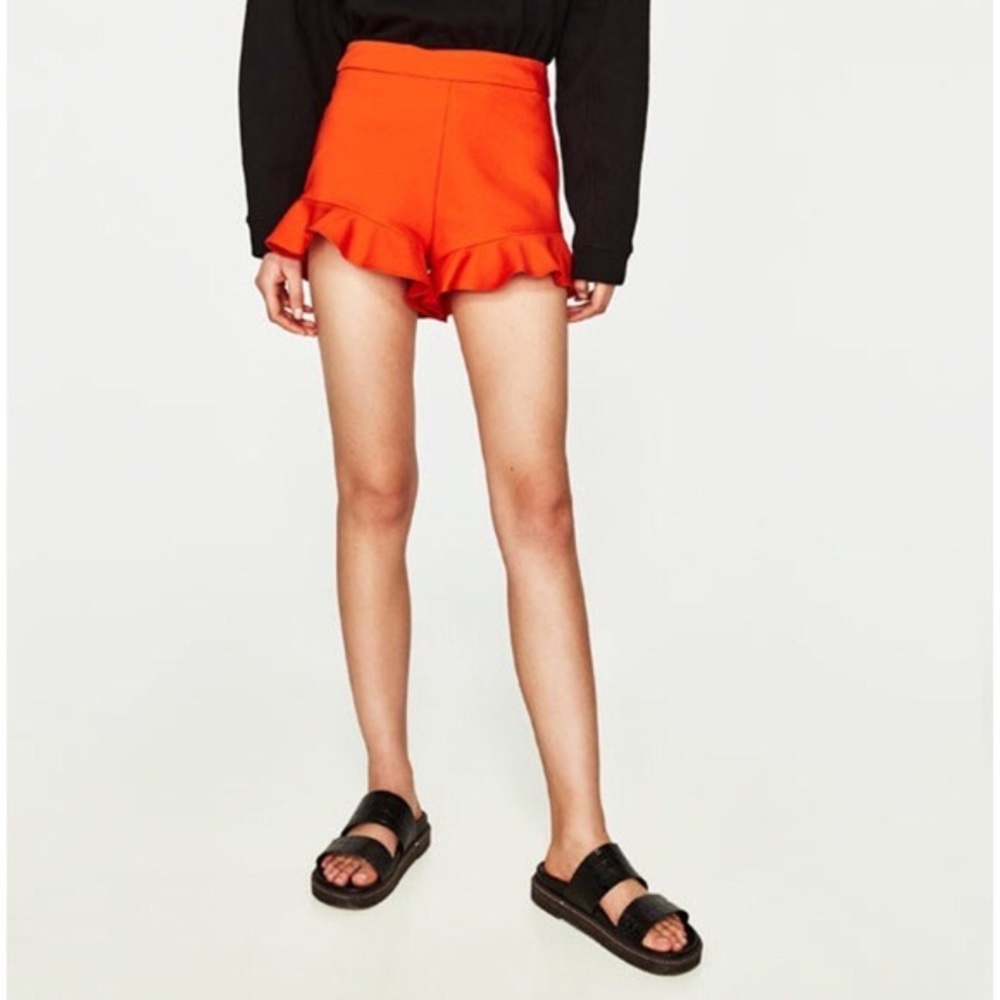 Orange Ruffled High Waist Shorts - NEVER WORN